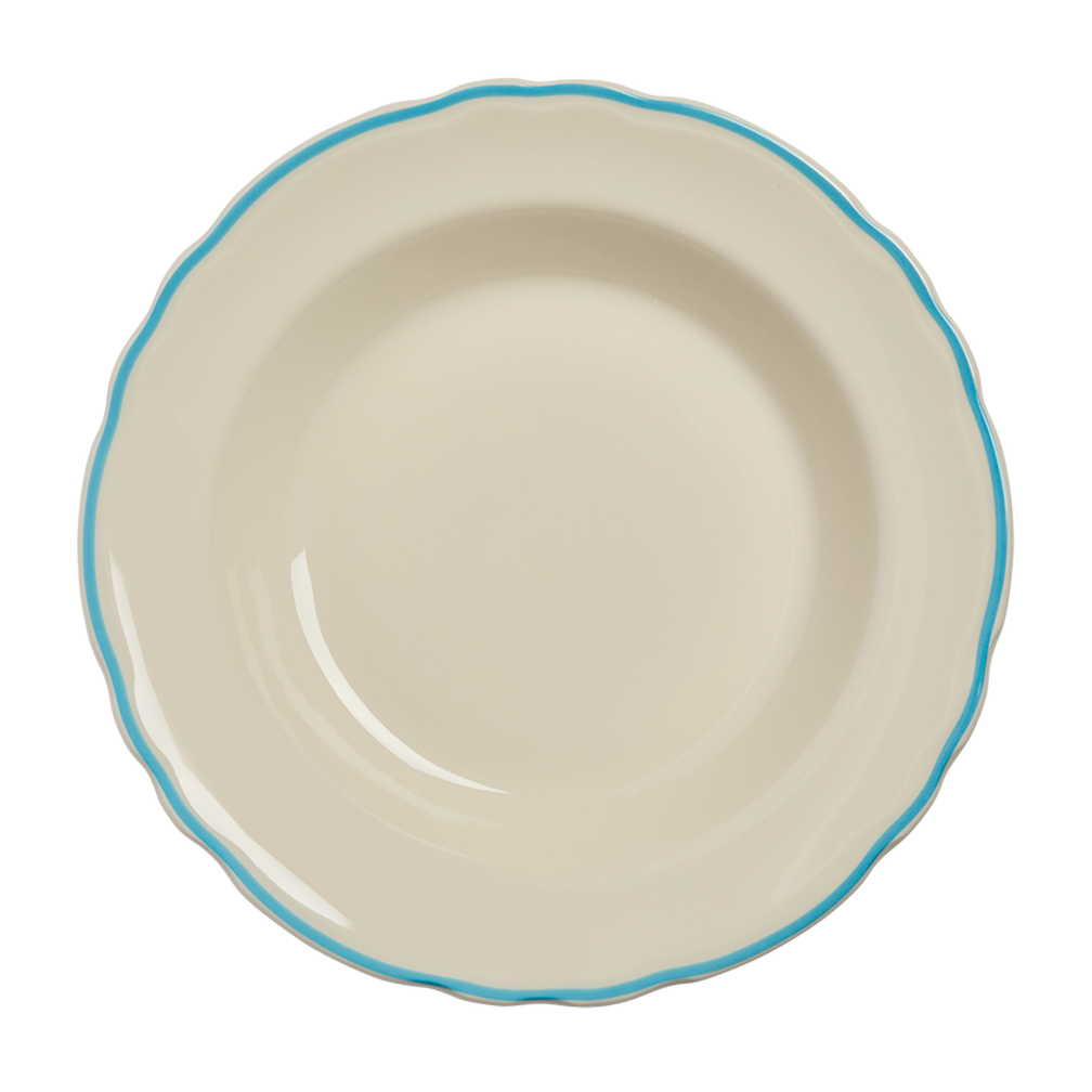 Skyblue Scallop Soup Bowl . crafted from durable ceramic, designed to elevate your table presentation