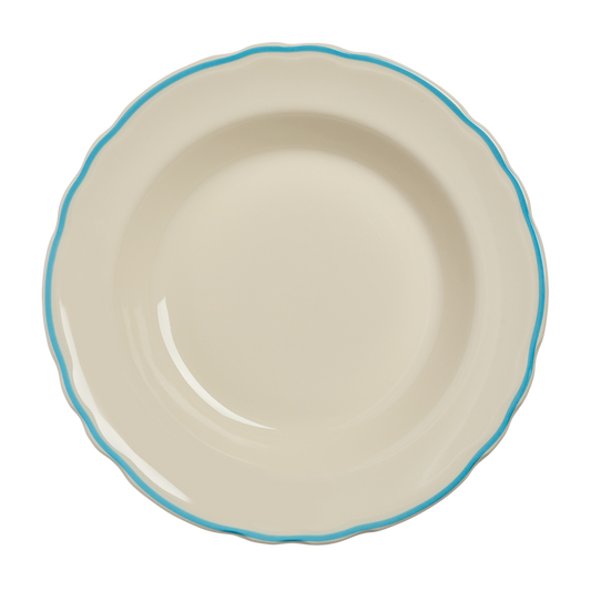 Skyblue Scallop Soup Bowl . crafted from durable ceramic, designed to elevate your table presentation