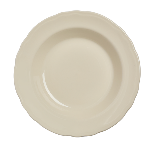 Beige ceramic plate on a white background