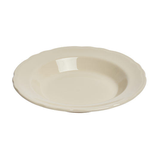 Beige ceramic plate on a white background