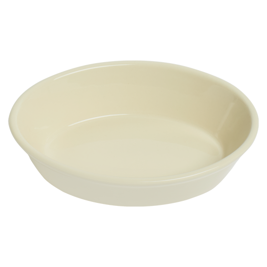 Medium size ceramic baker bowl, versatile white dish for oven use and serving