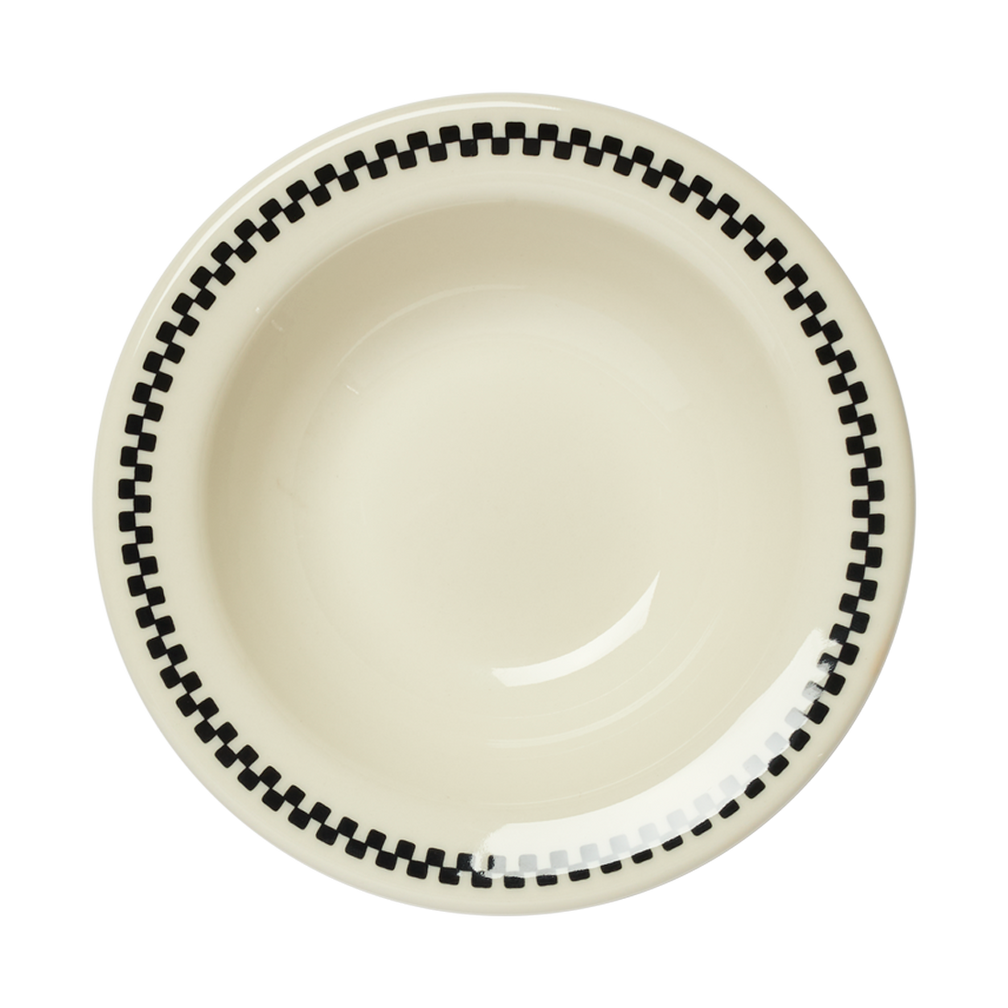Checkerboard Fruit Bowl with black and white checkerboard pattern, great for casual dining and everyday meals