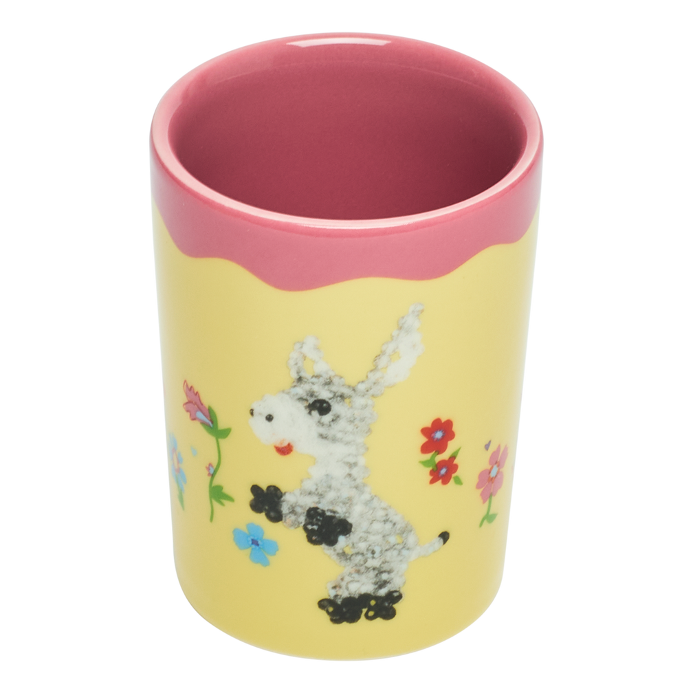 Side view of Fishs Eddy x Susan Alexandra Donnie the Donkey Cup by Fishs Eddy, cup perfect for coffee, tea, and everyday use