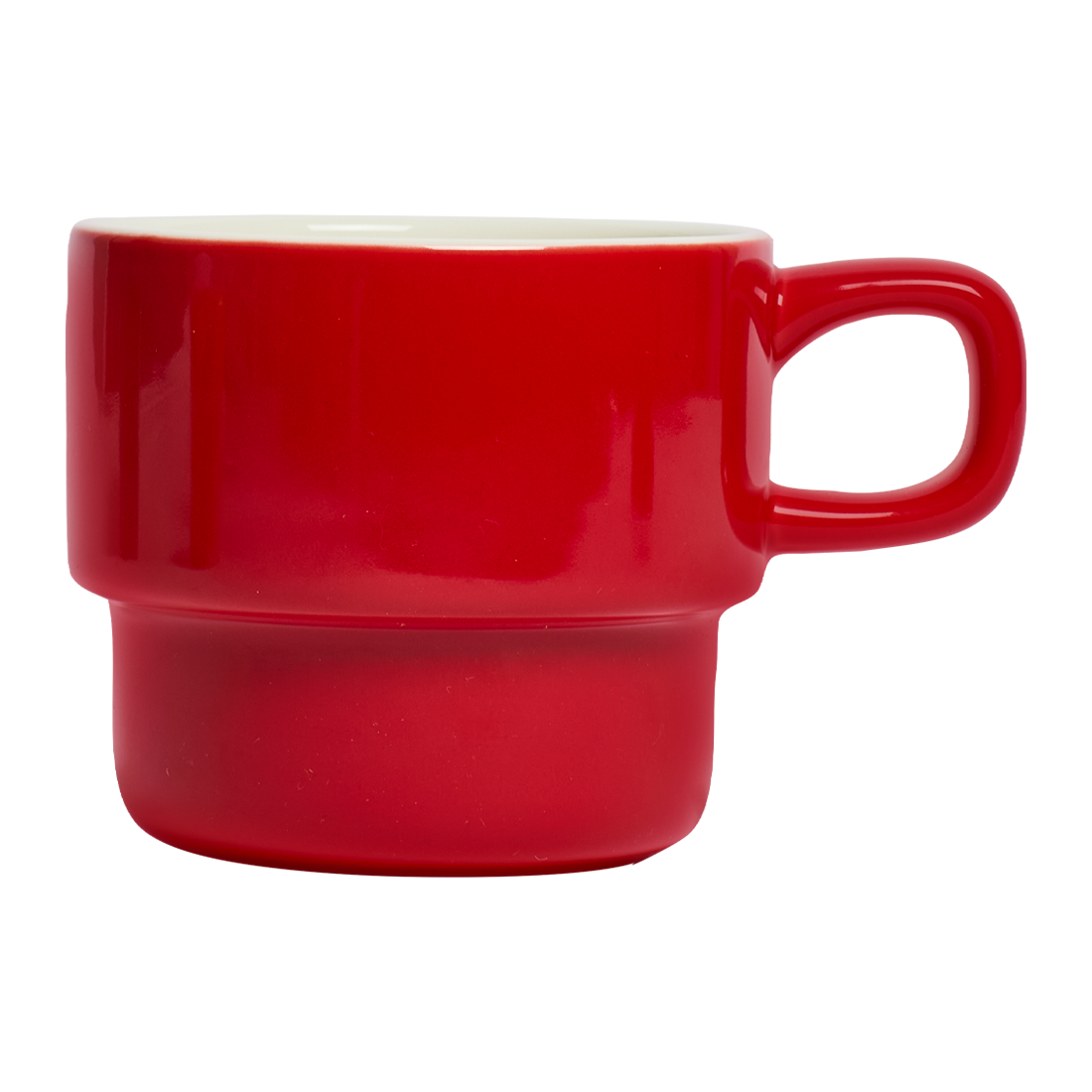 Red ceramic mug on a white background
