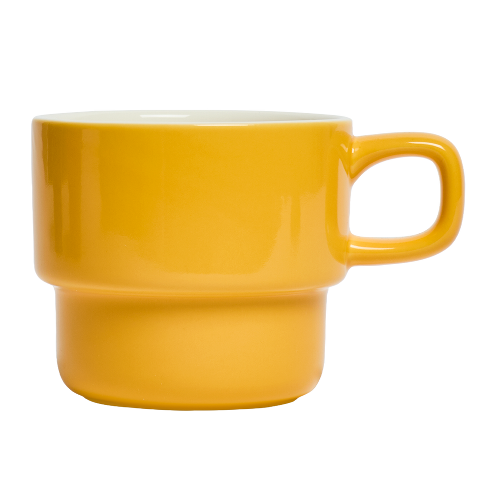 Yellow mug on a white background