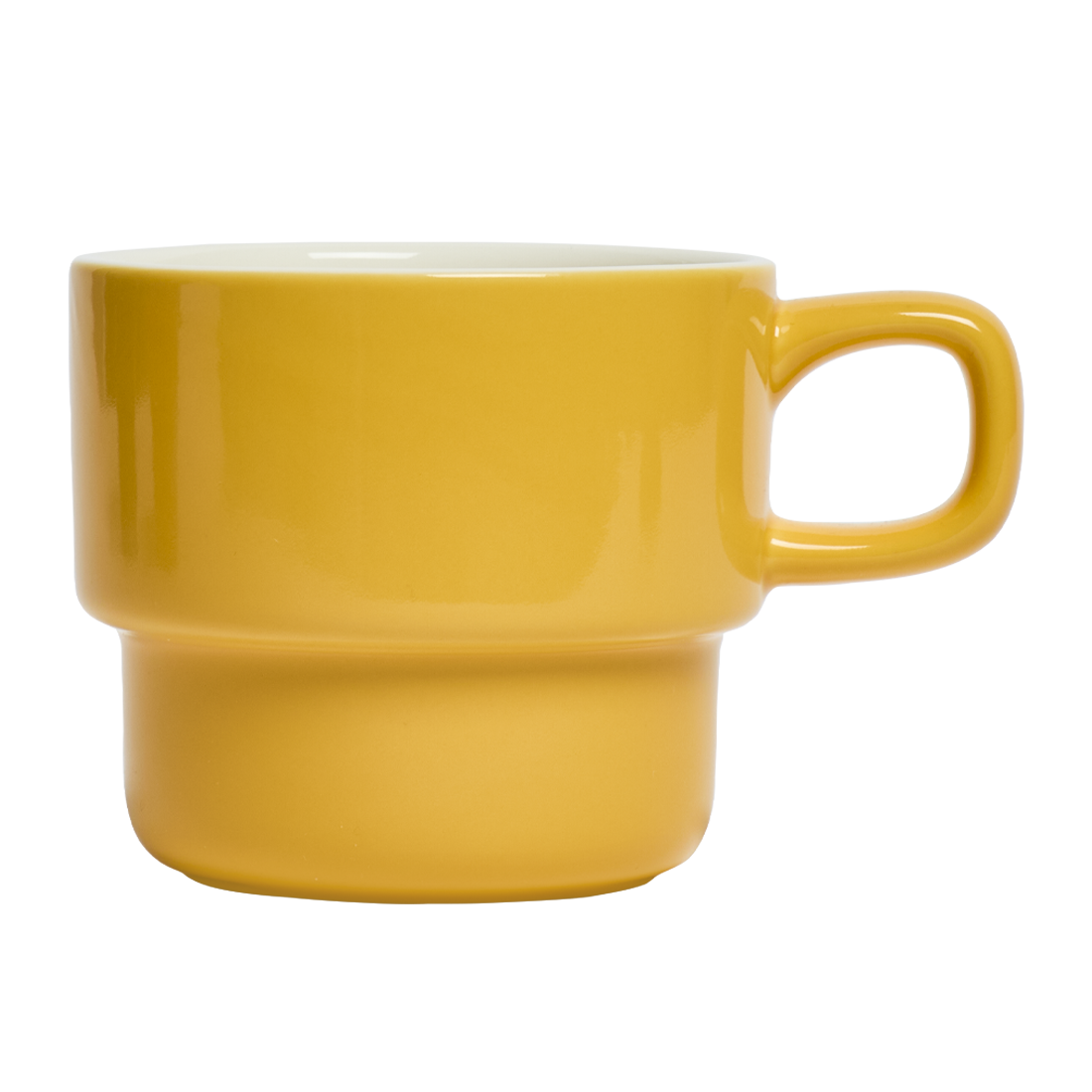 Yellow mug on a white background