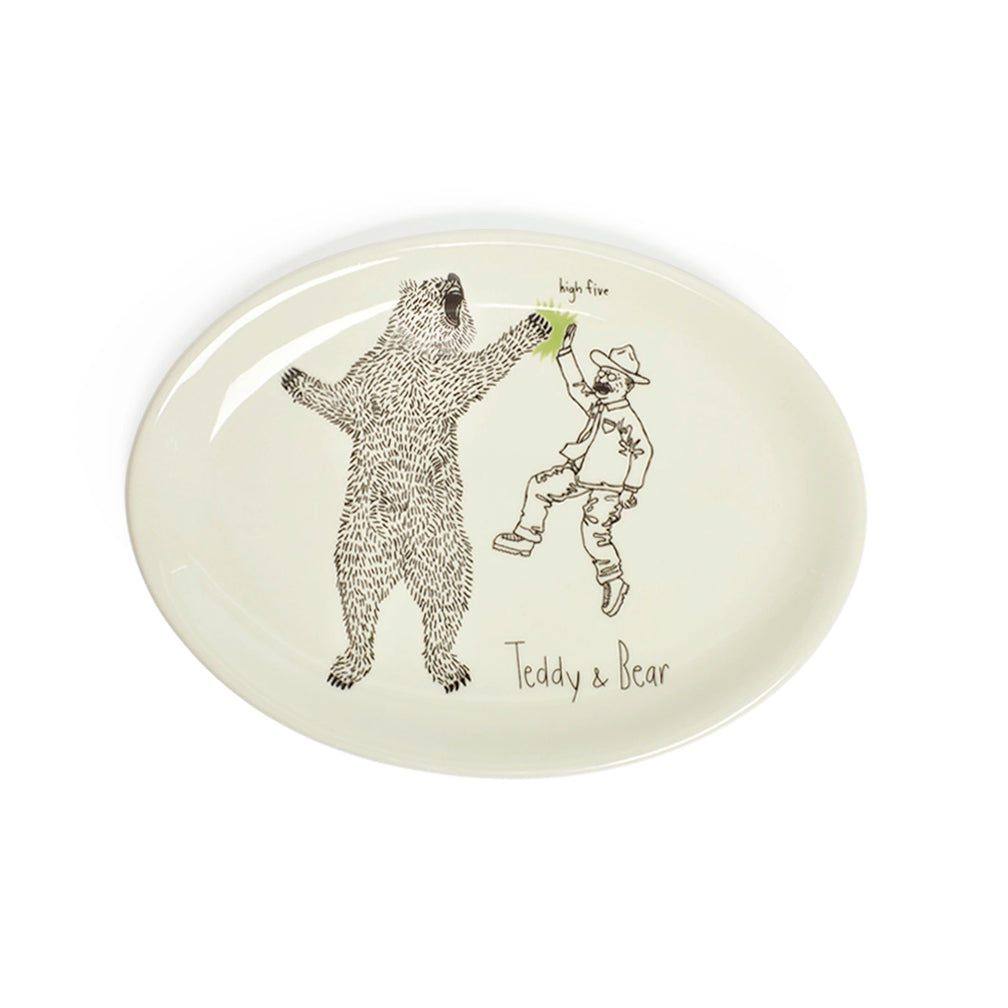 Teddy Roosevelt - Teddy & Bear Plate tableware, with a clean, polished finish and distinctive shape or artwork; a useful size for meals, appetizers, desserts, snacks, or layered place settings. Primary product view highlights the overall design and proportions.