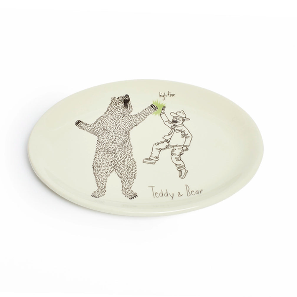 Teddy Roosevelt - Teddy & Bear Plate tableware, with a clean, polished finish and distinctive shape or artwork; a useful size for meals, appetizers, desserts, snacks, or layered place settings. Alternate product view shows more of the shape, finish, and design details.