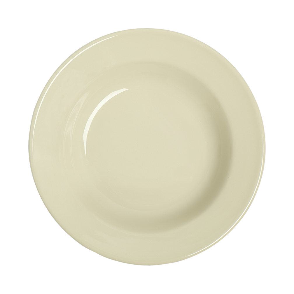 Beige ceramic plate on a white background