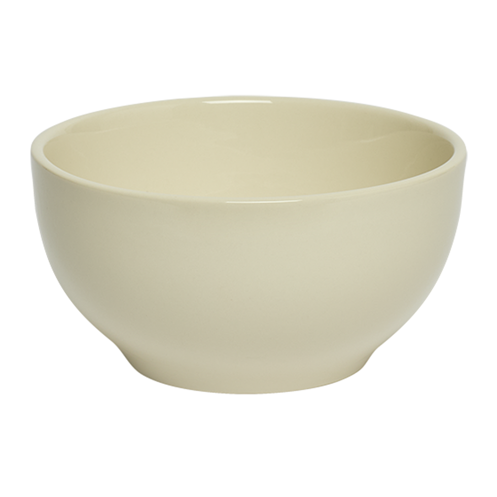 Beige ceramic bowl on a white background