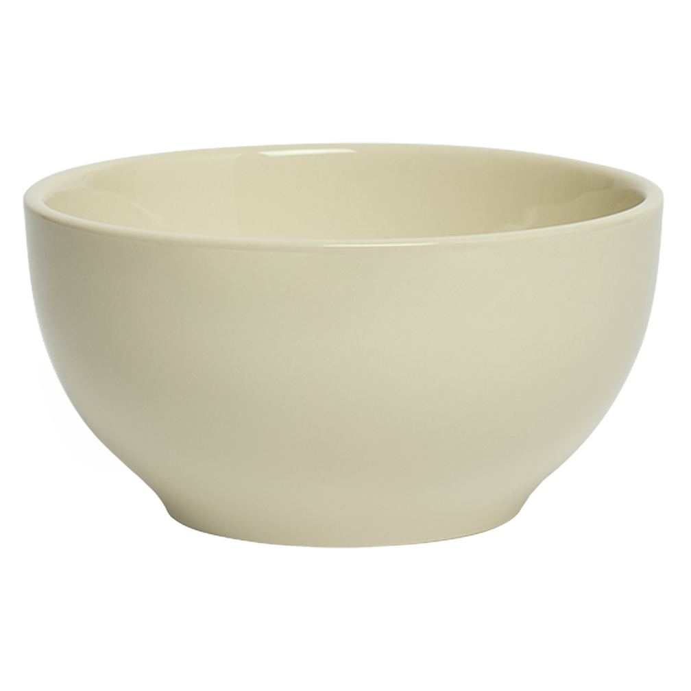 Beige ceramic bowl on a white background