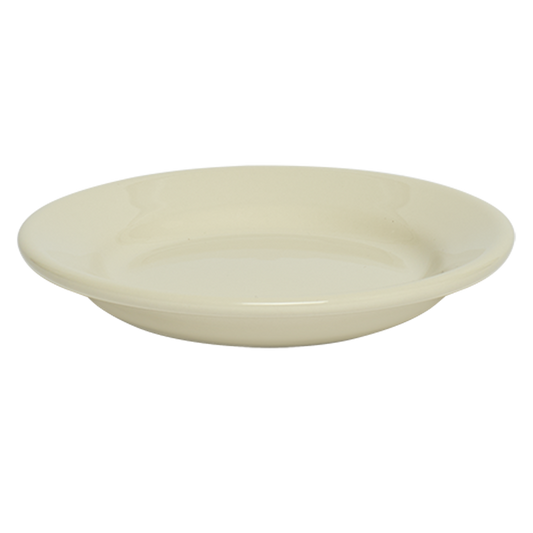 Beige ceramic bowl on a white background