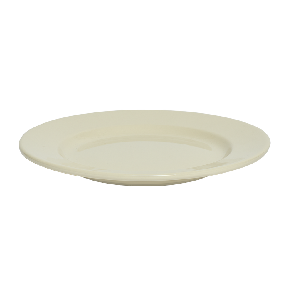 Beige ceramic plate on a white background