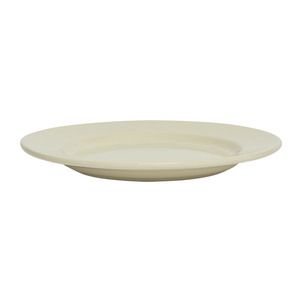 Beige ceramic plate on a white background