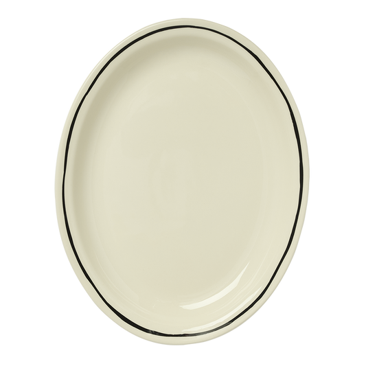 Sketched Line Black - Main Oval Platter (11 3/8")