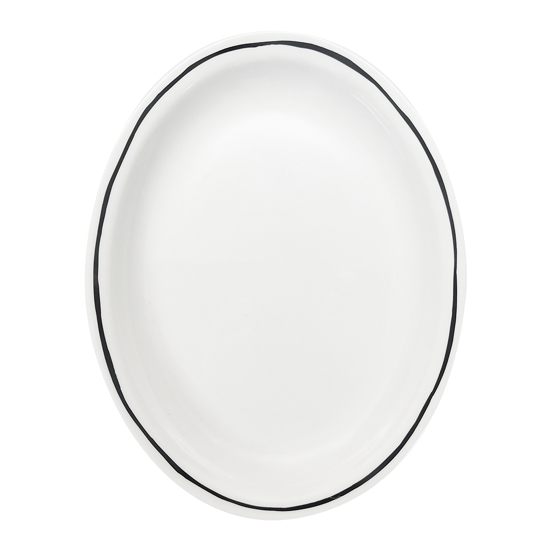 Sketched Line Black - Main Oval Platter (11 3/8")
