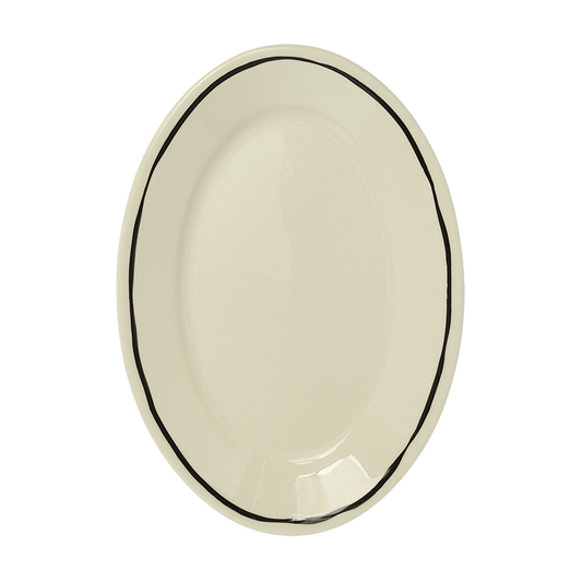 Sketched Line Black - Small Oval Plate (9 1/2")