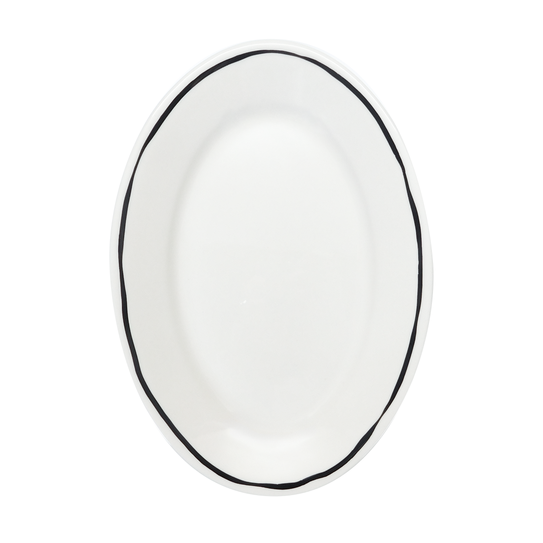 Sketched Line Black - Small Oval Plate (9 1/2")