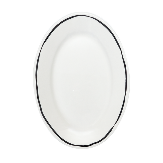 Sketched Line Black - Small Oval Plate (9 1/2")