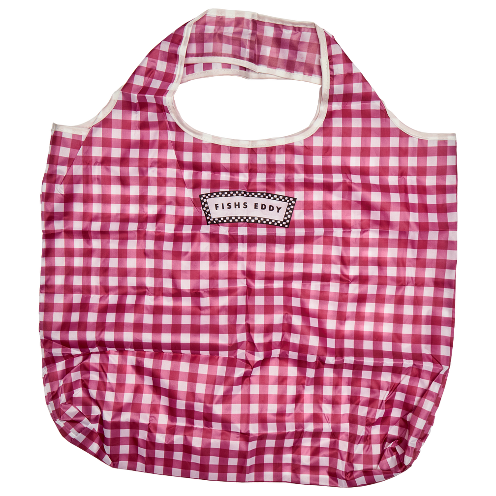 Red and white checkered bag with 'FISH'S EDDY' logo on a white background