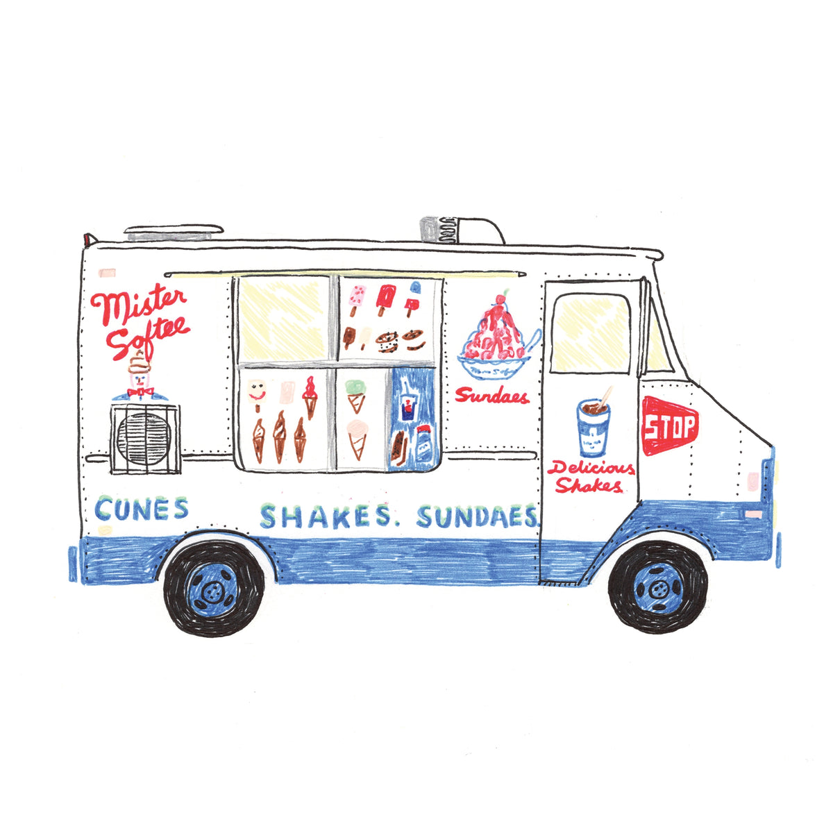 MR SOFTEE TRUCK BY JOEL HOLLAND (5"X7'')